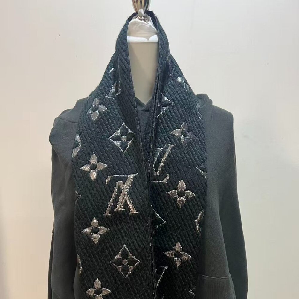 Louis Vuitton Monogram Logomania Black Scarf